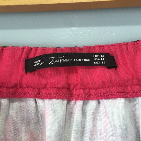 Zara Trafaluc Pink Floral Blur Ikat Patterned Skirt - Picture 2 of 8